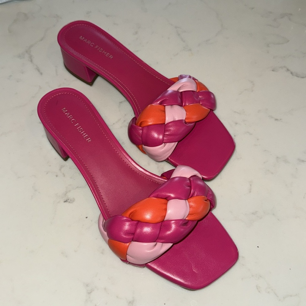 Marc Fisher Casper Pink Braided Slip On Heels | Size 9.5